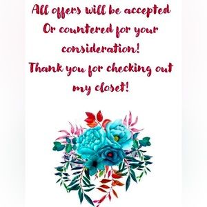 Offers are accepted in my closet or they countered for your consideration! 💓